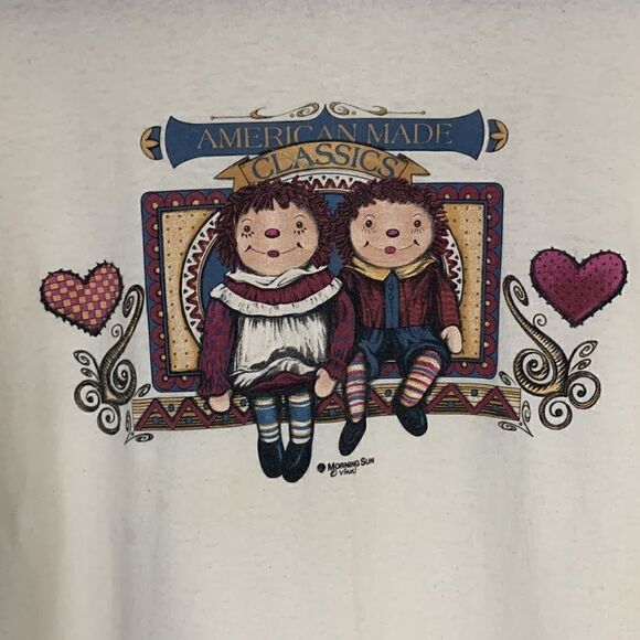 vintage raggedy Ann and Andy shirt stars stripes made in USA Medium M - Picture 5 of 7